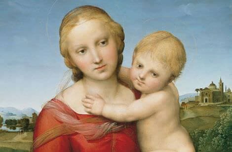 Raffaello, Madonna con Bambino (piccola Madonna Cowper). Part. mostre_raffaello