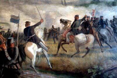 Particolare dell’affresco di Raffaele Pontremoli che ritrae l’ultimo assalto al colle di San Martino sanmartino_7