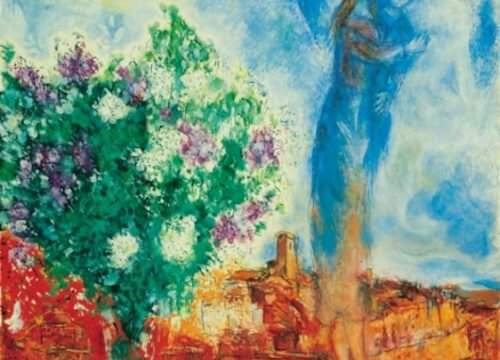 Chagall, Couple au dessus de Saint-Paul