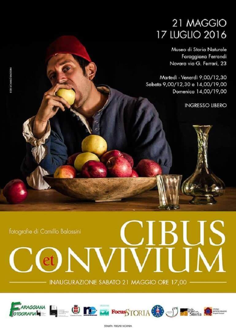 La locandina di Cibus et convivium a Novara con le foto di Camillo Balossini