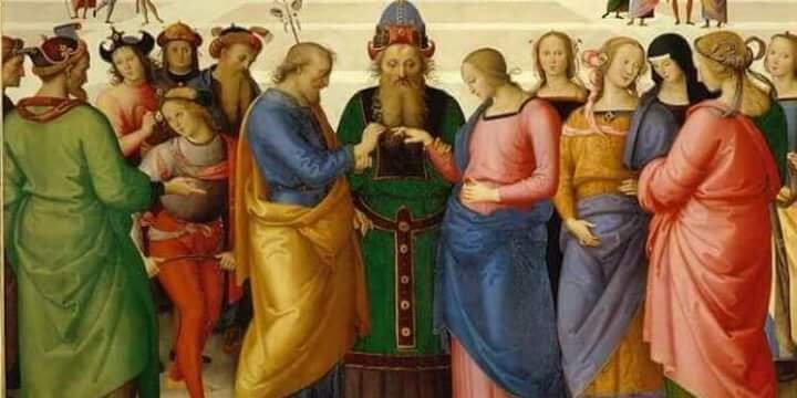 Un particolare dello Sposalizio della Vergine del Perugino