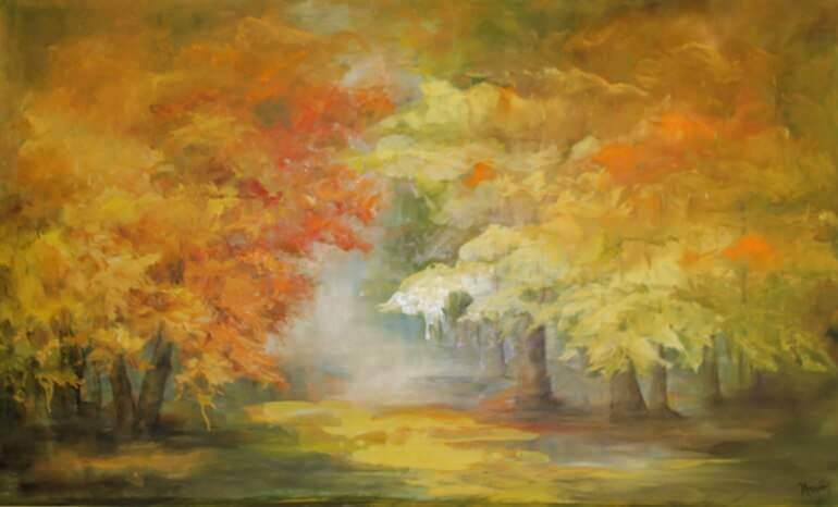 Un'opera di Karin Feurich intitolata Al lago in villa