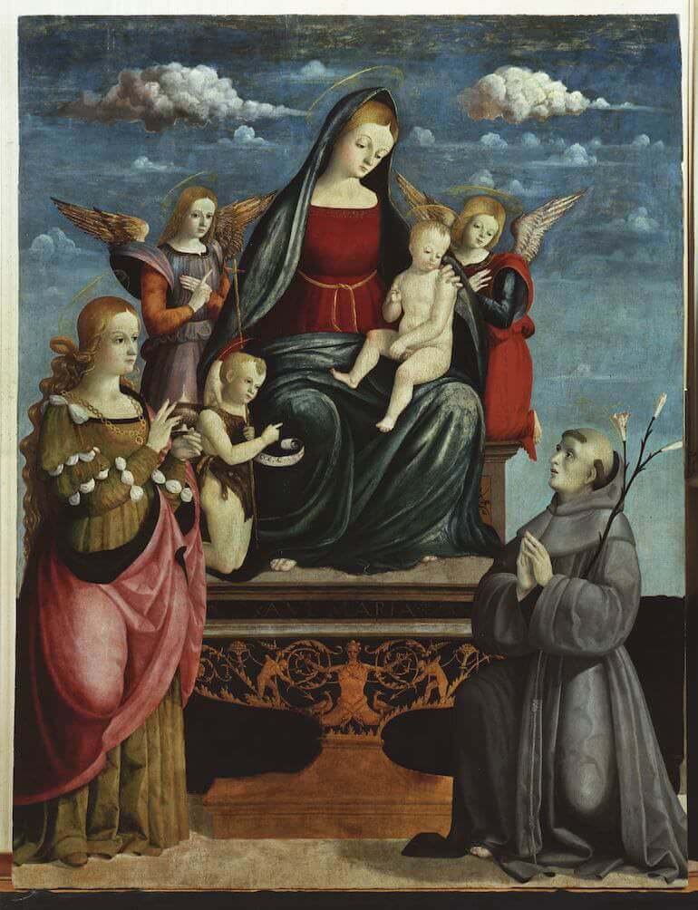 Lorenzo di Giovanni de Carris, Madonna col Bambino tra santa Maria Maddalena e sant’Antonio da Padova