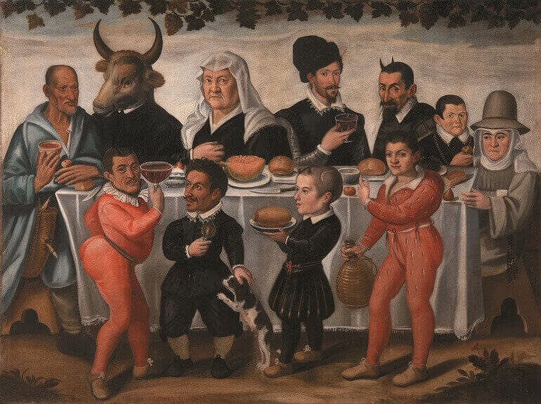 Anonimo pittore toscano del XVII secolo, Banchetto grottesco