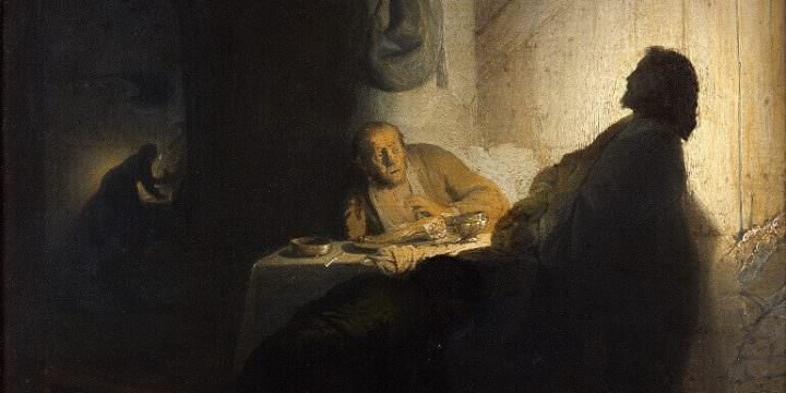 Rembrandt (1606-1669) Le Repas des pèlerins d’Emmaüs - Vers 1629 - Huile sur papier marouflé sur bois - 37,4 x 42,3 cm Paris, Musée Jacquemart-André – Institut de France © Paris, Musée Jacquemart-André - Institut de France / Studio Sébert Photographes