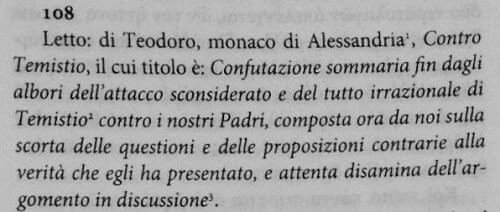 La "Biblioteca" di Fozio: una citazione