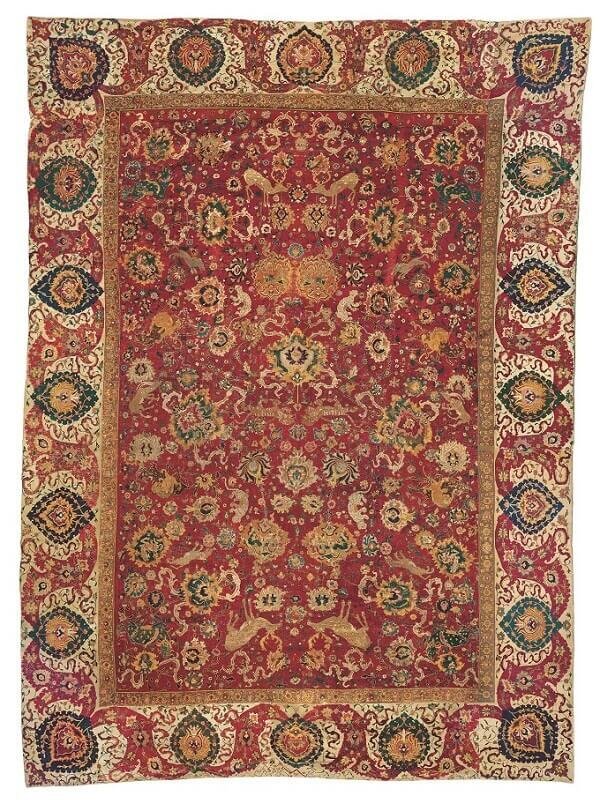 Tappeto a giardino con combattimento di animali, Persia centrale