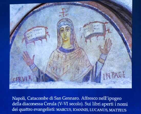Affresco della diaconessa Cerula nelle Catacombe di San Gennaro a Napoli