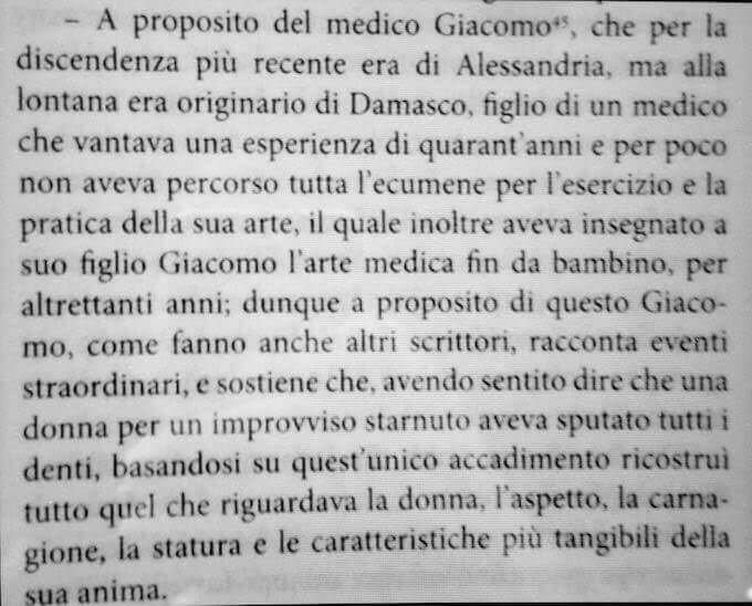 un brano della Biblioteca di Fozio dedicato al medico Giacomo