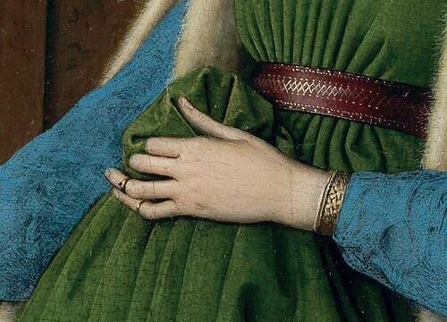 Particolare della copertina del libro "Il mistero Arnolfini" di Postel