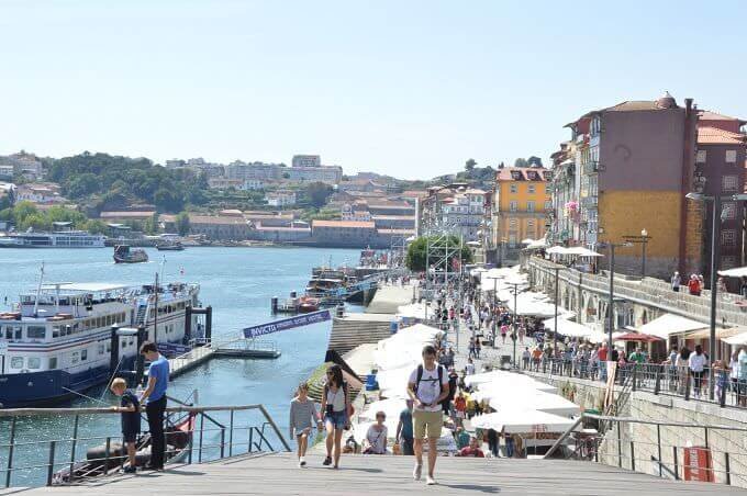 Il lungofiume della Ribeira a Porto
