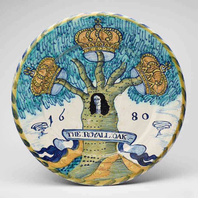 The Royal Oak: piatto in maiolica