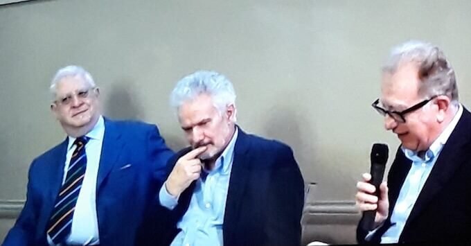 Hans Tuzzi, Edgardo Franzosini e Valerio Magrelli alla presentazione di "Rimbaud e la vedova" alla Casa di Manzoni a Milano