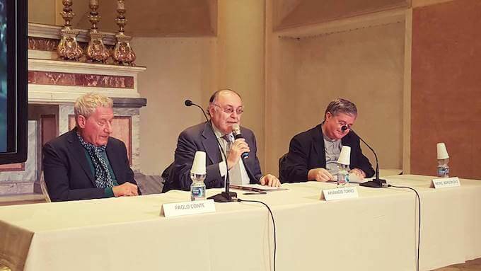 Paolo Conte, Armando Torno e monsignor Gianantonio Borgonovo alla Scuola della Cattedrale di Milano