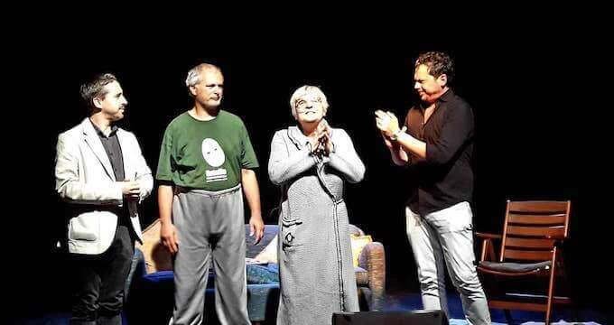 Alberto Oliva, Marco Omer Louncours, Diana Ceni e Mino Manni al termine dello spettacolo "Gianni, mi senti?"