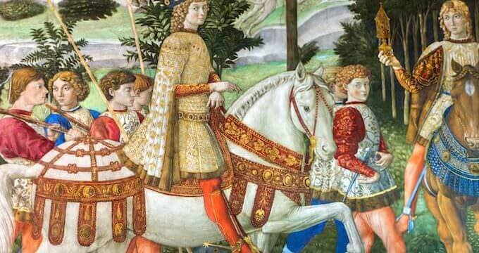 Benozzo Gozzoli, La cavalcata dei Magi (particolare), Palazzo Medici RIccardi a Firenze
