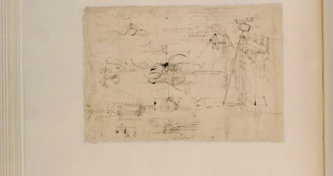 Leonardo da Vinci, Studio di ala meccanica e studio anatomico di gambe