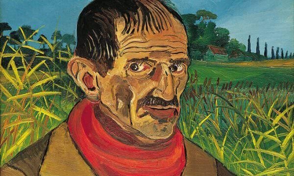 Antonio Ligabue, Autoritratto con sciarpa rossa, 1958