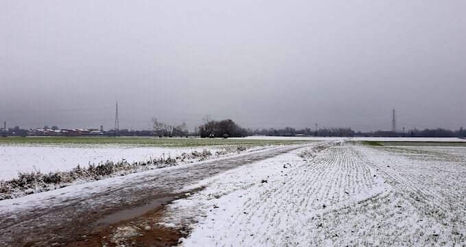 Campi di Mezzago sotto la neve