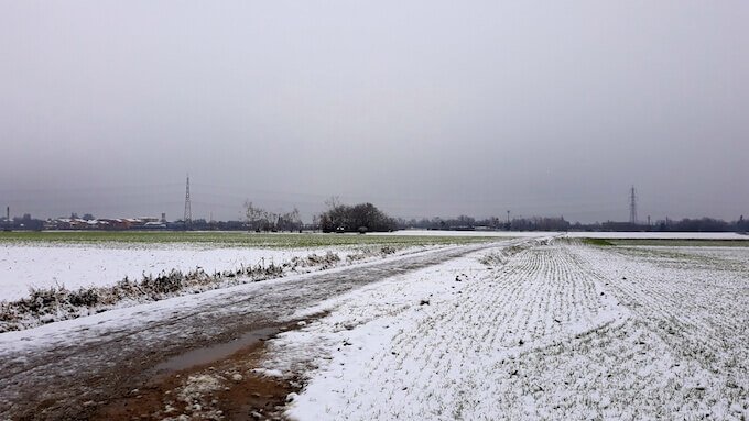 Campi di Mezzago sotto la neve