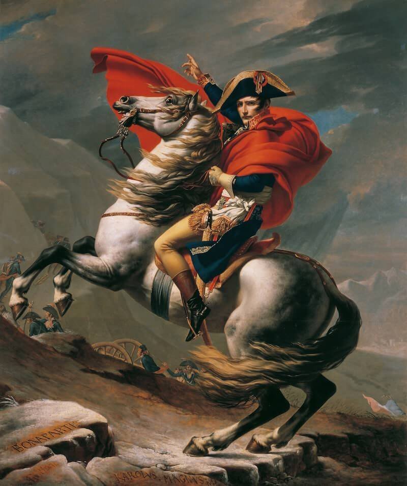 Jacques-Louis David, Bonaparte valica il Gran San Bernardo. Google Cultural Institute - Österreichische Galerie Belvedere Vienna