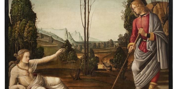 Johannes Hispanus, Incontro di Cimone ed Efigenia, 1495 circa. Olio su tela, Londra, Collezione privata