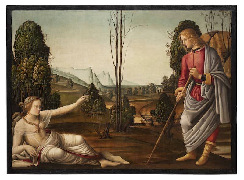 Johannes Hispanus, Incontro di Cimone ed Efigenia, 1495 circa. Olio su tela, Londra, Collezione privata