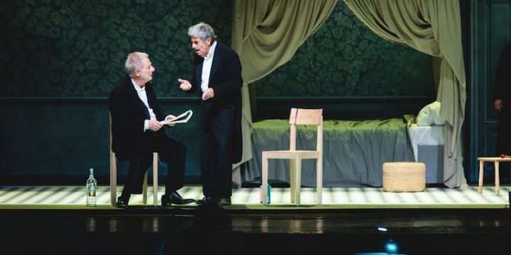 Massimo Dapporto e Antonello Fassari, immagine dalle prove dello spettacolo "Il delitto di via dell'Orsina", regia di Andrée Ruth Shammah - Foto di Francesco Imbriani