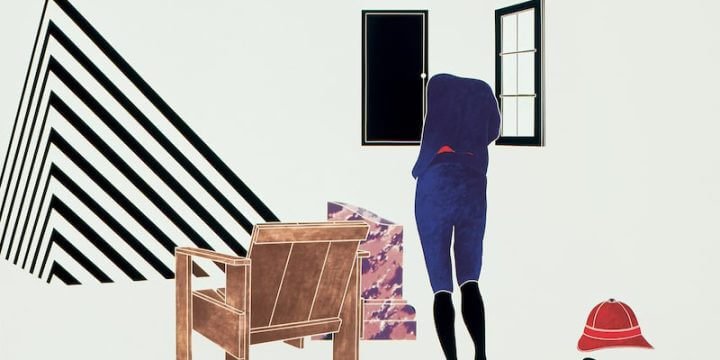 Emilio Tadini, Viaggio in Italia, 1970. Acrilico su tela, 200 x 300 cm. Courtesy: Archivio Emilio Tadini, Milano