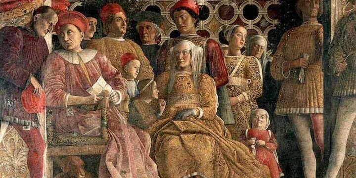 Andrea Mantegna, Camera degli Sposi: la corte. Palazzo Ducale, Mantova (da Wikipedia)