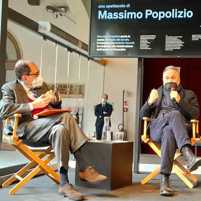Salvatore Carrubba e Massimo Popolizio alla presentazione stampa di "M Il figlio del secolo" al Piccolo Teatro di Milano
