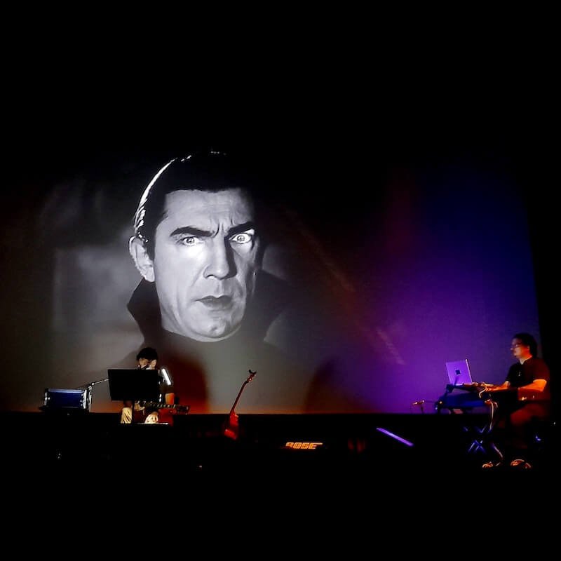 Massimo Zamboni suona dal vivo durante la proiezione del film "Dracula" al Cinema Mexico di Milano. Foto di Saul Stucchi