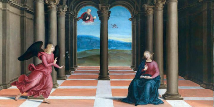 Raffaello, Annunciazione: predella della Pala Oddi. Musei Vaticani