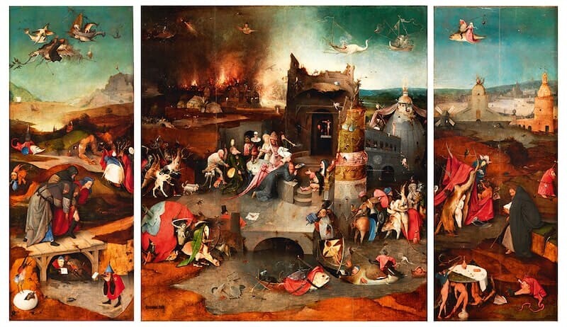 Jheronimus Bosch, Trittico delle Tentazioni di sant’Antonio (1500 circa). Olio su tavola. Lisbona, Museu Nacional de Arte Antiga © DGPC/Luísa Oliveira
