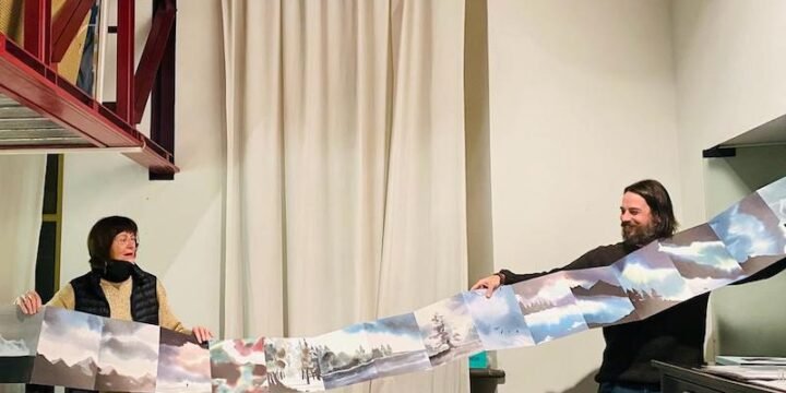 Cristina Taverna e Nicola Magrin alla presentazione del libro “Ancora poche lune, la risposta di Capo Seattle” alla Galleria Nuages di Milano