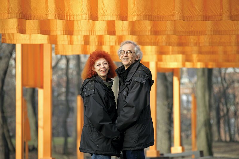 Christo e Jeanne-Claude durante The Gates, New York City, febbraio 2005. Foto: Wolfgang Volz © 2005 Christo and Jeanne-Claude Foundation