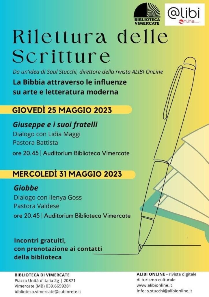 Locandina del ciclo "Rilettura delle Scritture" alla Biblioteca di Vimercate (MB)