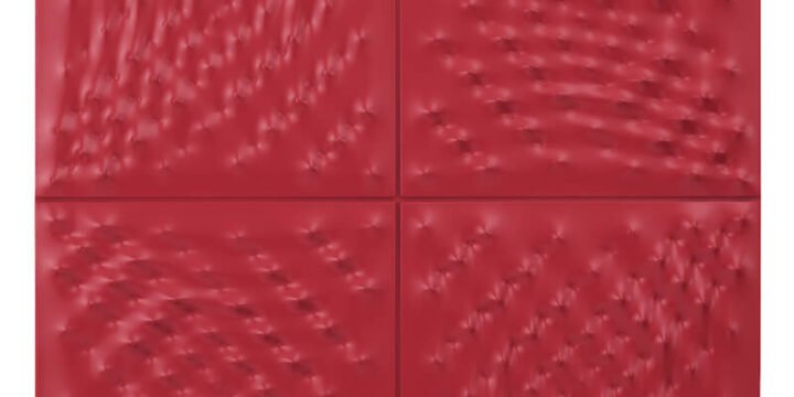 Enrico Castellani, Superficie rossa (2006). Alluminio aeronautico smaltato, 116,5 × 116,5 cm. Collezione privata, courtesy Lévy Gorvy Dayan © Enrico Castellani Estate