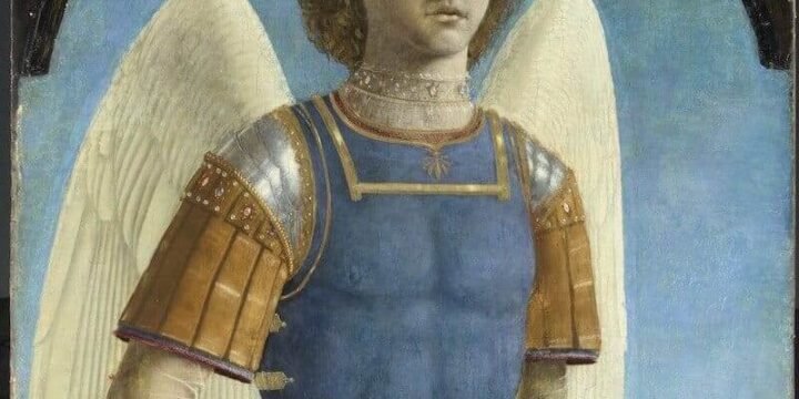 Un dettaglio del San Michele di Piero della Francesca