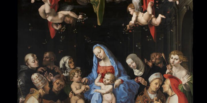 La "Disputa sull'Incarnazione" di Girolamo Genga o "Pala di Cesena" dopo il restauro. Pinacoteca di Brera, Milano