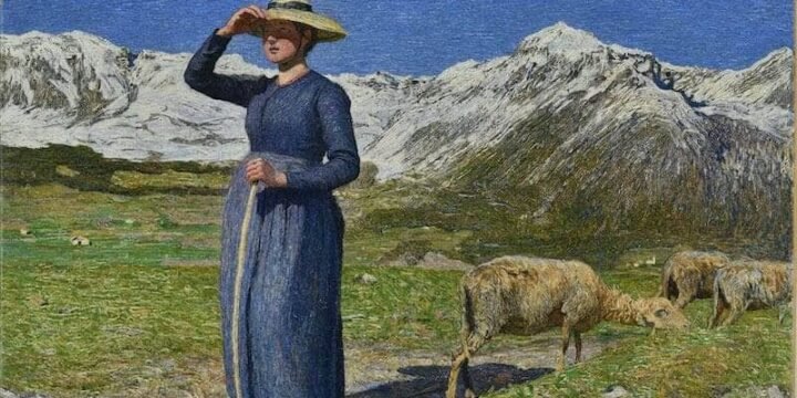 Giovanni Segantini, Mezzogiorno sulle Alpi, 1891, olio su tela, 77,5 x 71,5 cm. St. Moritz, Segantini Museum, proprietà della Fondazione Otto Fischbacher - Giovanni Segantini