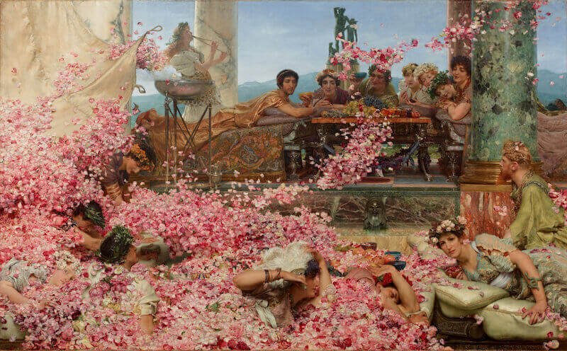 Lawrence Alma-Tadema, Le rose di Eliogabalo (1888). Olio su tela, 132.7 x 214.4 cm. Collezione Pérez Simón © Studio Sébert Photographes