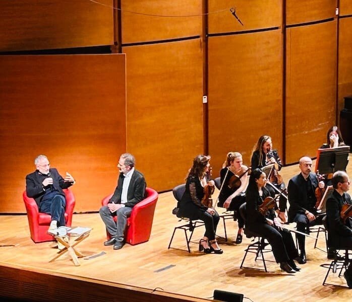 Stefano Mancuso e Nicola Campogrande al concerto - dialogo "Il pianeta delle piante" all'Auditorium di Milano